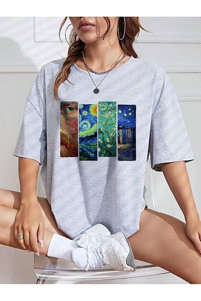 Mythologie Μπλουζάκι Van Gogh Works - Γκρι στάμπα με κοντό μανίκι με λαιμόκοψη