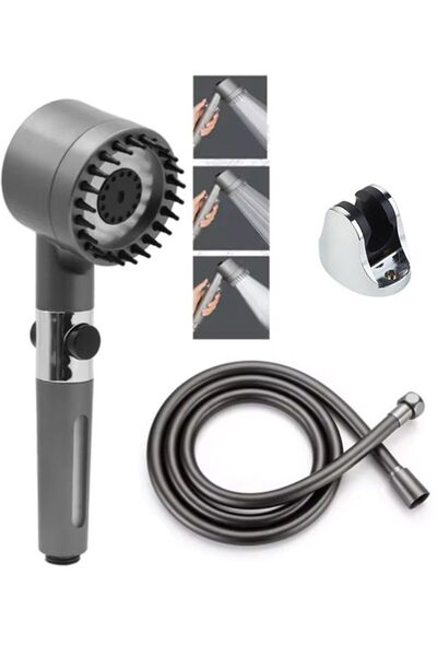 Easy Duş Başlığı 3 Farklı Mod Masajlı Başlık Silikon Hortum ve Tutacak Set Şeklinde
