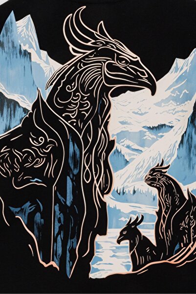 Nors Phoenix Rising Black Oversize T-Shirt