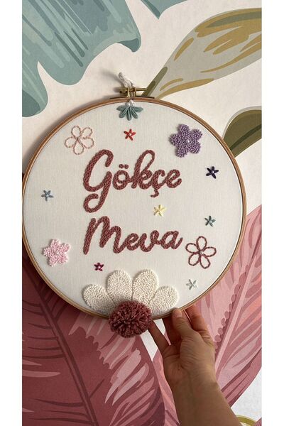 punch passion Bebek kapı süsü, hastane kapı süsü,  30 cm, punch nakışlı, isim...