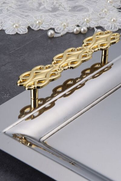 ÖZBURAK Mercan Perla Gold 2-Piece Catering Serving and Tea Tray