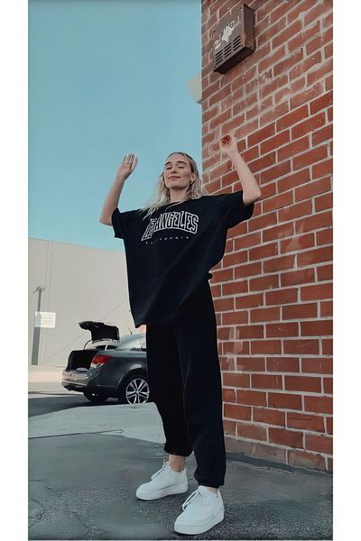 Mythologie Los Angeles T-shirt Tracksuit Bottoms - μαύρο Jogger T-Shirt Bottom Top Σετ φόρμας Oversize Crew Neck