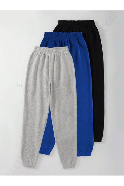 Mythologie 3-Pece East Hampton Printed Jogger Sweatpants - Black Sax Blue Grey Rubber Leg High Waist Summer