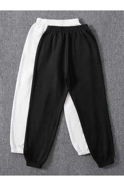 Mythologie 2-Piece Since Hawaii Tennis Sweatpants Jogger - Black and White Printed Rubber Leg High Waist Summer