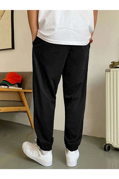 Mythologie California 23 Sweatpants Jogger - Black Printed Elastic Leg High Waist Winter