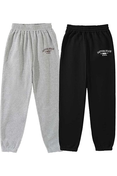 Mythologie 2 Πακέτο Daytona Beach Sweatpants Jogger - Μαύρο γκρι εμπριμέ λαστιχένιο πόδι ψηλόμεσο καλοκαίρι