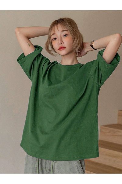 Mythologie T-Shirt Fuctification - Nefti Green Printed Oversize Crew Neck Κοντό μανίκι