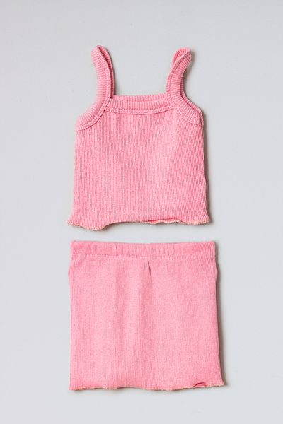 ADABEBEK Corded Baby Crop Skirt and Rope Hanging Top Set