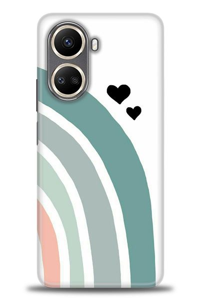 Sitrin Aksesuar جراب Xiaomi Redmi 13C Case HD مطبوع عليه حافظة Xiaomi 13C HD - قوس قزح وقلوب / ستايل