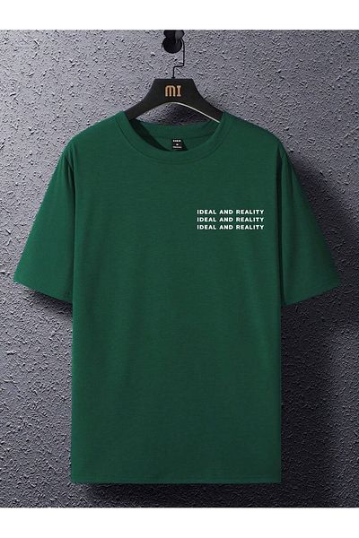 Mythologie T-Shirt Ideal And Reality - Nefti Green Printed Oversize Crew Neck Κοντό μανίκι