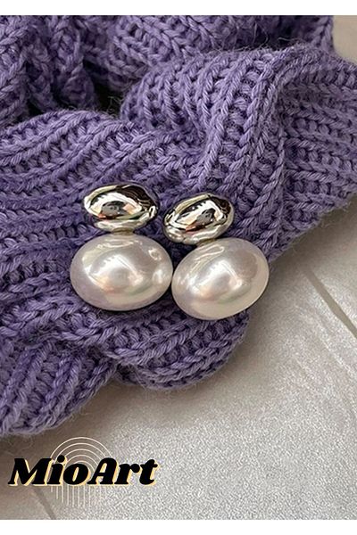 MioArt Silver Elegant Pearl Earring with Pearl Detail 1.50 cm