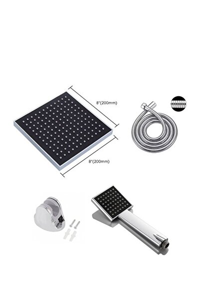Genel Markalar Duş Başlığı Seti  Kare Tasarım Tepe ve El Duş Başlı Hortum Tut...