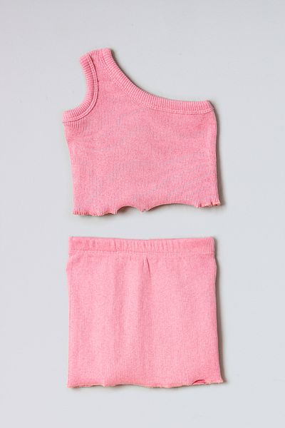 ADABEBEK Single Sleeve Crop Skirt Baby Set