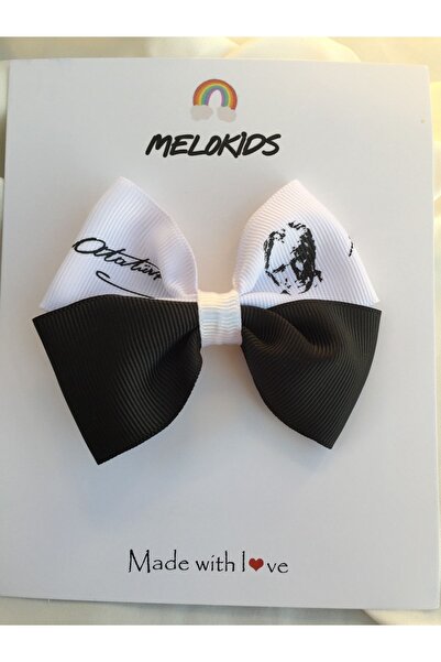 MeloKids مشبك شعر بشريط مطاطي من أتاتورك باللونين الأبيض والأسود