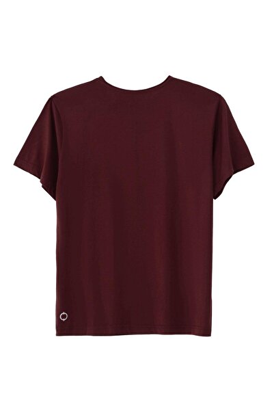Nors Μπλουζάκι με κανονικό χαλαρό γιακά σε μπορντό χρώμα