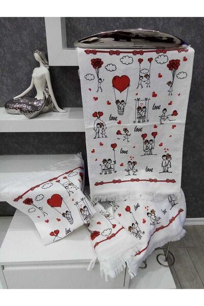 EVRİZON 40x60 Рушник з друкованим весільним мотивом, 2 шт.