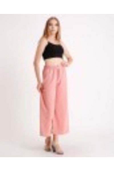 moda bizimle Women's Black Wide Leg Aerobin Comfortable Trousers