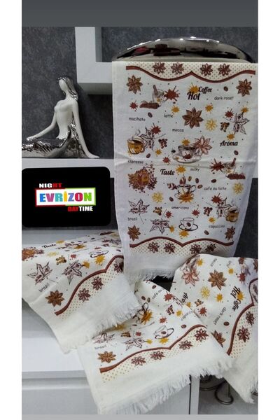 EVRİZON 40*60 Рушник з принтом на тему кави, 2 шт.