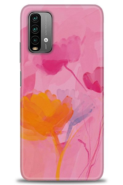 Sitrin Aksesuar حافظة هاتف Xiaomi Redmi 9T مطبوعة بدقة HD - برتقالي وردي