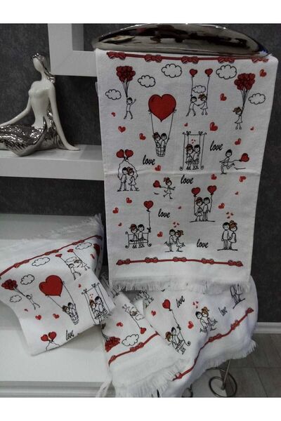 EVRİZON 40x60 Рушник з друкованим весільним мотивом, 2 шт.