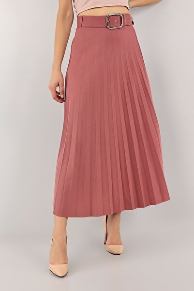 moda bizimle Pleated Belted Skirt