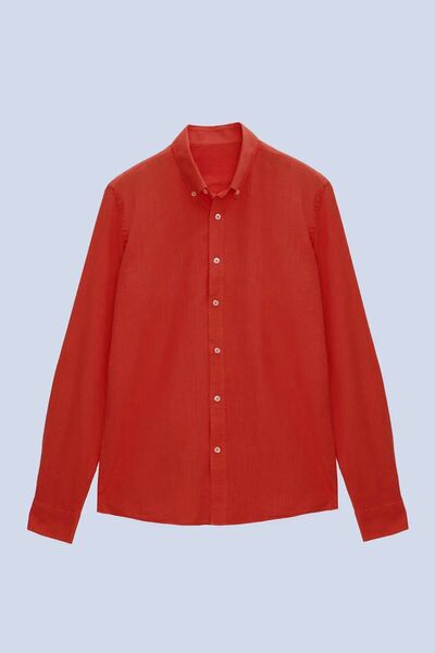 HON'S Slim Fit Erkek Gömlek Keten Görünümlü