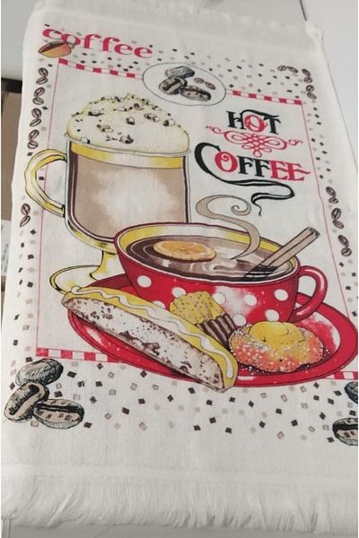 EVRİZON 40*60 Printed Cup Themed Towel 2 Pieces