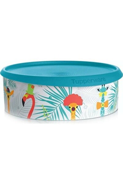 Tupperware Flamingo Desenli Tek Parmak Kurabiye Kutusu Turkuaz 2.5lt