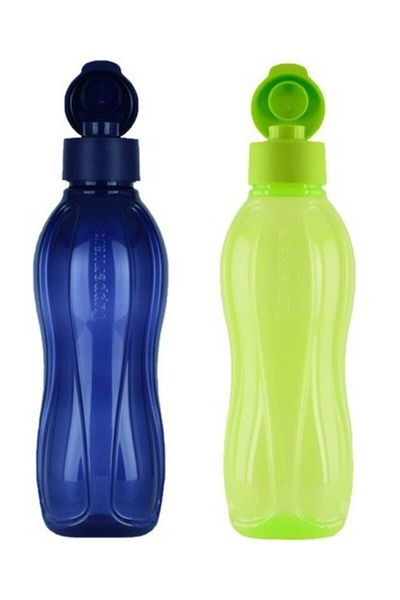 Tupperware زجاجة إيكو 2 لتر (1 لتر) أزرق + أخضر