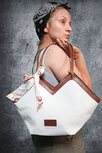 mottomia Ψάθινη τσάντα χεριού και ώμου New Season - Τσάντα με ρυθμιζόμενο λουράκι, κασκόλ, casual και beach