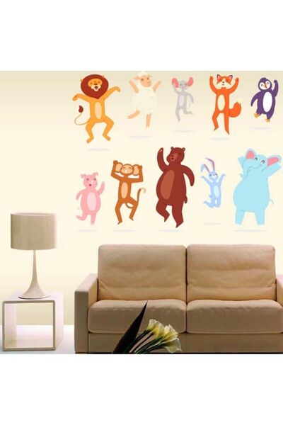 Kt Grup حيوانات مبهجة ترقص - مجموعة ملصقات حائط لغرفة الأطفال والرضع