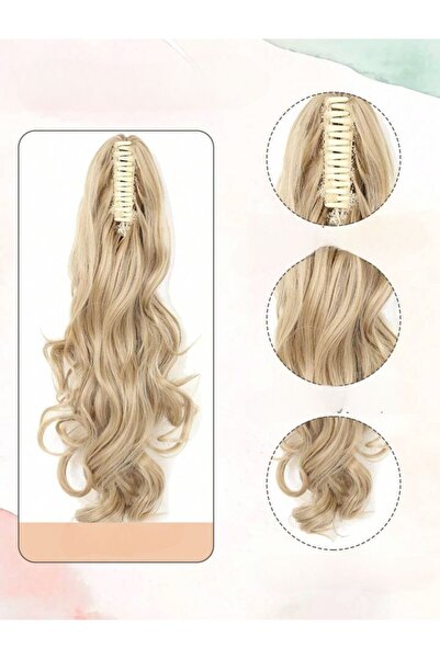 AKOLİFE Πραγματική υφή μαλλιών - Αλογοουρά με ανθρακί κίτρινο κούμπωμα