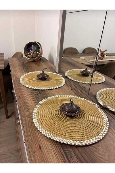 eftlyhome Wicker Jute Runner Basket Set - American Service, Plate and Plate Base Inclus
