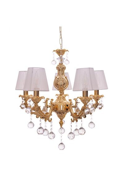 Umur Aydınlatma Şah 5'Li Sarı Kaplama Abajurlu Avize