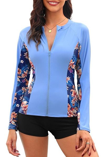 VipDeluXe Tuopuda Rash Guard Long Sleeve Zipped Sports T-Shirt - Upf 50+ Uv Protection