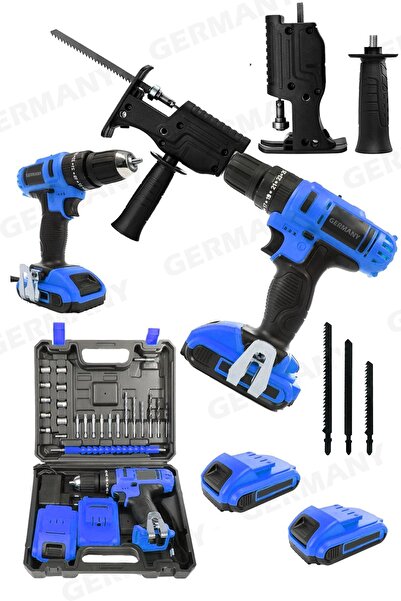 Germany Steel Prof 2'li Set 88vf Şarjlı Vidalama 24 Parça Darbeli Setli Akülü...