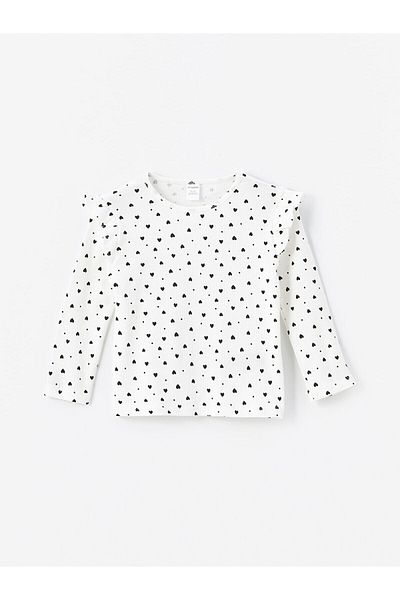 LC Waikiki LCW Baby Girl - تي شيرت مطبوع برقبة دائرية وأكمام طويلة