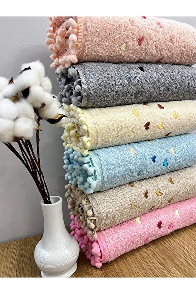 AYHANHOME 6 шт 50x90 Набір рушників для рук та обличчя з вишивкою у вигляді серця з помпоном