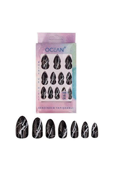 Ocean Badem Batik Desenli Ebruli Tak Ve Çık Takma Tırnak