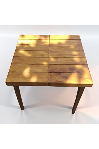 Ender Katlanabilir Ahşap Kamp Masası, Tavla Şeklinde Kolay Taşıma, 60x60x55 Cm