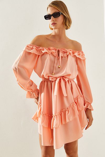 Bianco Lucci madonna Collar Frilly Skirt Half Sleeve Mini Women's Dress - 22168 60251623