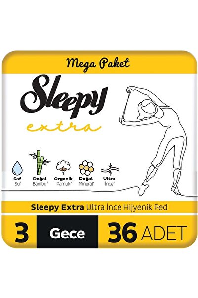 Sleepy Extra Hijyenik Ped Gece 36 Adet Mega Pk