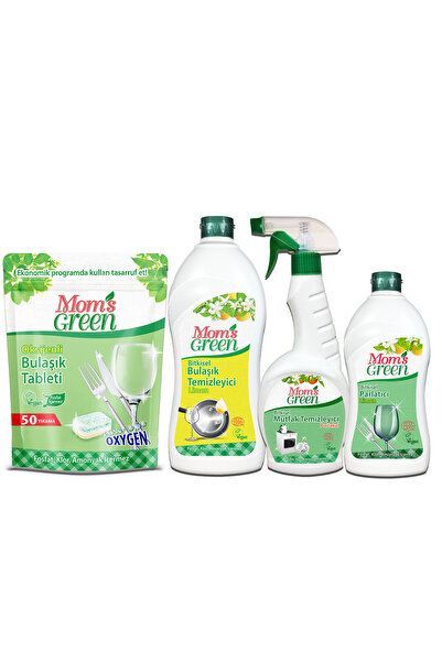 Mom's Green 4'lü Set -50'li Ekolojik Tablet -limonlu Elde Bulaşık 750 ml -mut...