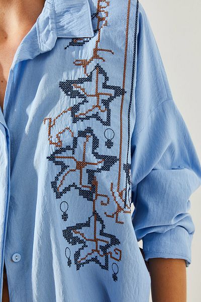 Bianco Lucci Embroidered Patterned Oversize Women's Shirt - 5928 60251479