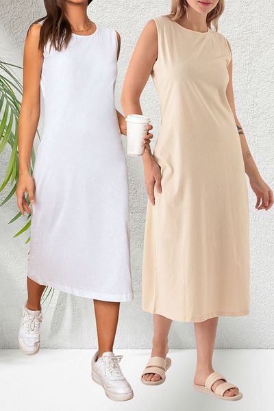 LİVE SPORT Rochie lungă din bumbac pentru femei de 120 cm - Pachet de 2 lenjerie de corp combinată
