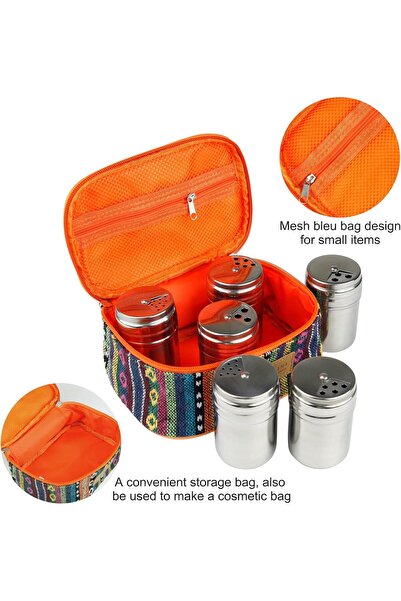 NEVARSA Paslanmaz Çelik 6 Parça Döner Kapaklı  Tuz Şeker Baharat Biberlik Man...