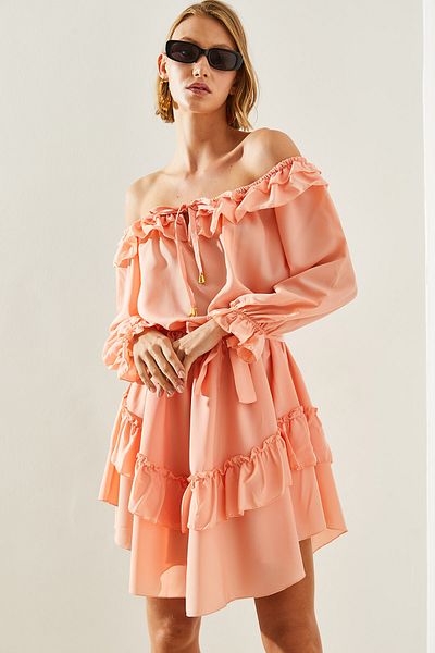 Bianco Lucci madonna Collar Frilly Skirt Half Sleeve Mini Women's Dress - 22168 60251623