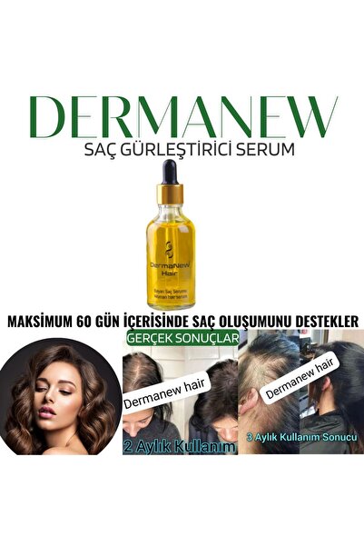 dermanew hair Bayanlara Özel Saç Gürleştirici Serum / 3 Adet Serum 1 Adet Roller Şampuan