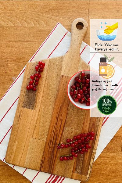 justwood طقم فريا مكون من قطعتين من خشب الزان الطبيعي - لوح تقطيع وعرض 47x26/40x19 سم