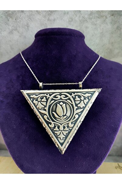 sarıyer silver Üçgen Muska Cevşen Kutusu Ve Kolye 925 Ayar Gümüş